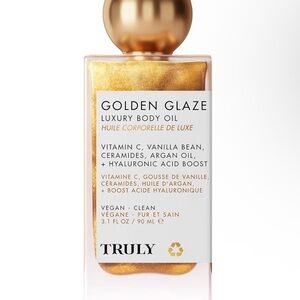 TRULY Golden Glaze Luxury Body Oil with Orange and Gold Accents